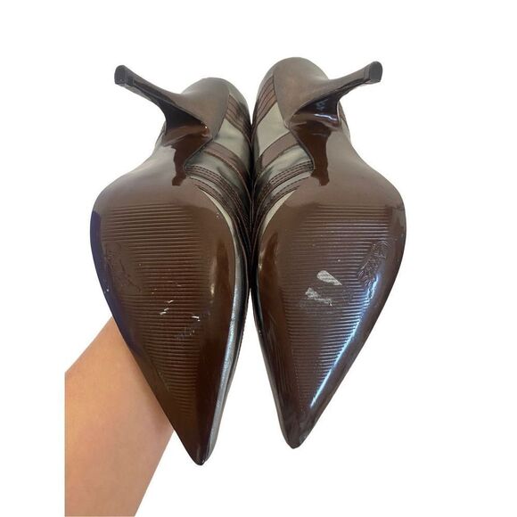 Carlos Bronze Chevron Leather Pumps - Picture 10 of 12